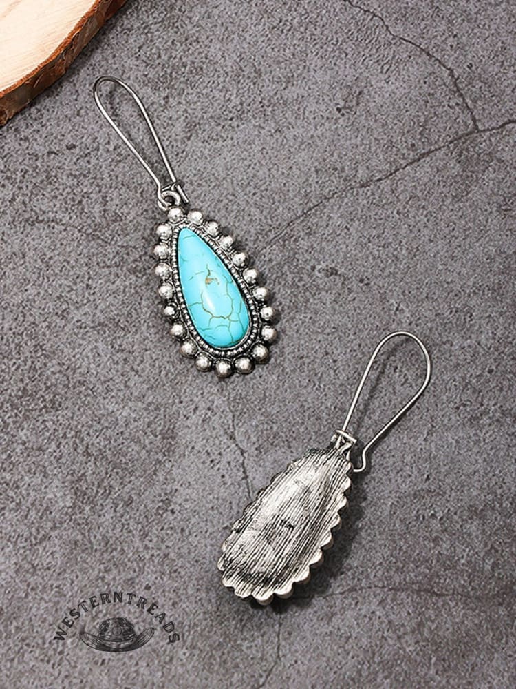 Women's Bohemian Metal Turquoise Drop Earrings