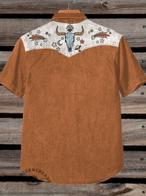 Retro Stars Riding Woman Art Print Casual Shirt