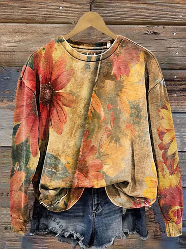 Love Peace Element Pattern Art Print Casual Sweatshirt