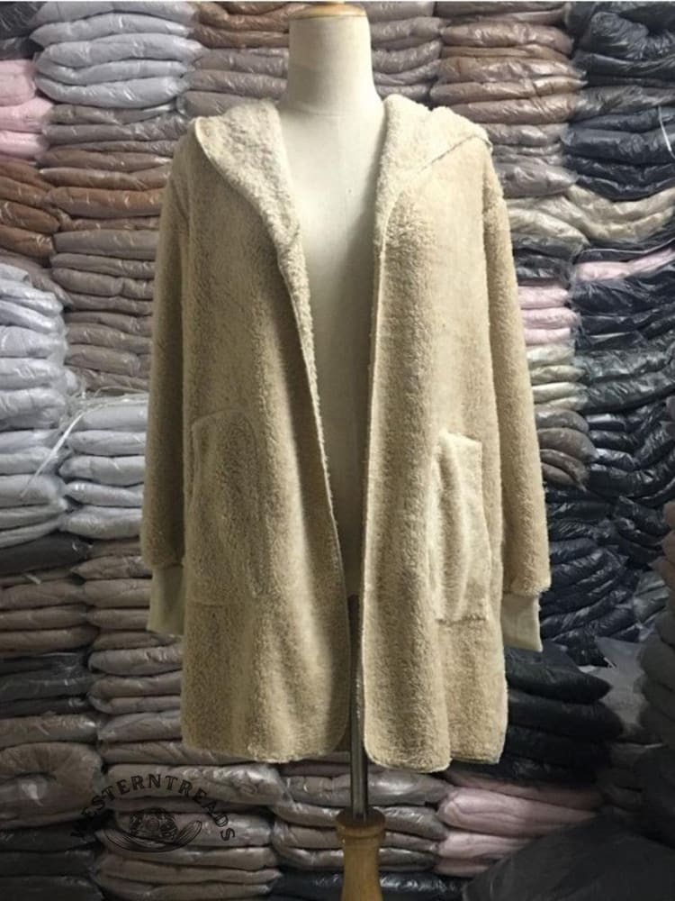 Autumn and Winter Solid Color Warm Top Medium Long Coat