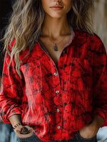 Women's Stone Pattern Art Print Casual Long Sleeve Comfortable Cotton Shirt