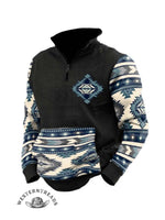 Printed Stand-up Collar Zip-up Polo Hoodie