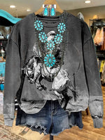 Women's Vintage Print Casual Sweatshirt