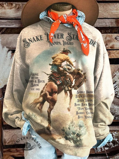 Snake River Stampede Print Casual Sweatshirt
