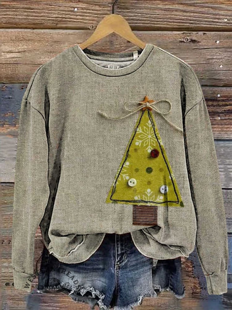 Christmas Tree Bow Casual Sweatshirt