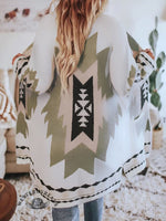 Women's Ethnic Retro Print Lapel Long Coat