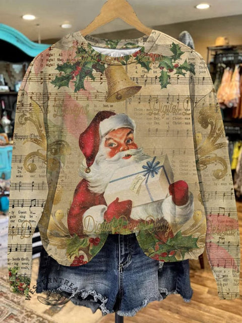 Santa Claus Flowers Art Print Casual Sweatshirt