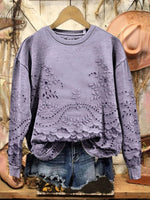 Limited time offer ✨Vintage Lovely Lace Floral Pattern Art Print Casual Sweatshirt