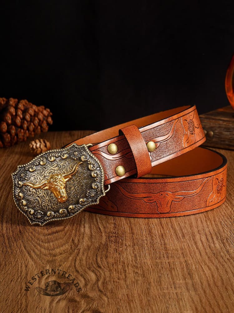 Vintage Western Cowboy Denim Buckle Belt
