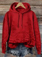 🔥Hot Sale🔥Women's Floral Textured Art Patterns Prints Casual Pocket Hooded Sweatshirt