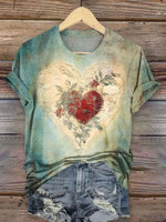 🔥Limited Time Discount🔥Vintage Heart Print T-shirt