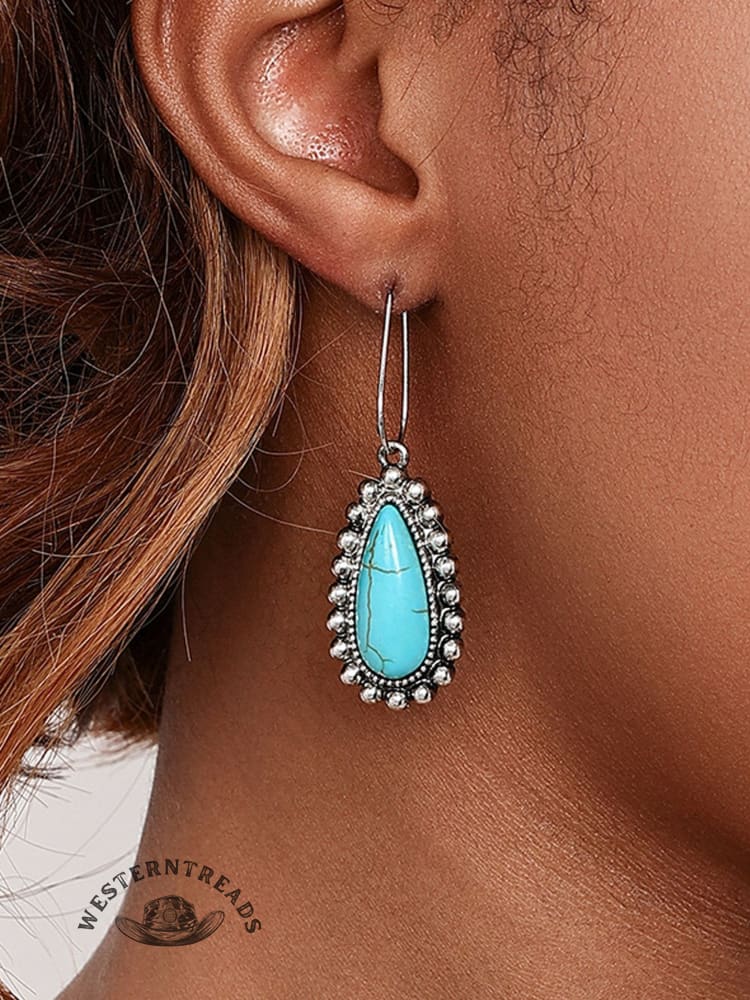 Women's Bohemian Metal Turquoise Drop Earrings