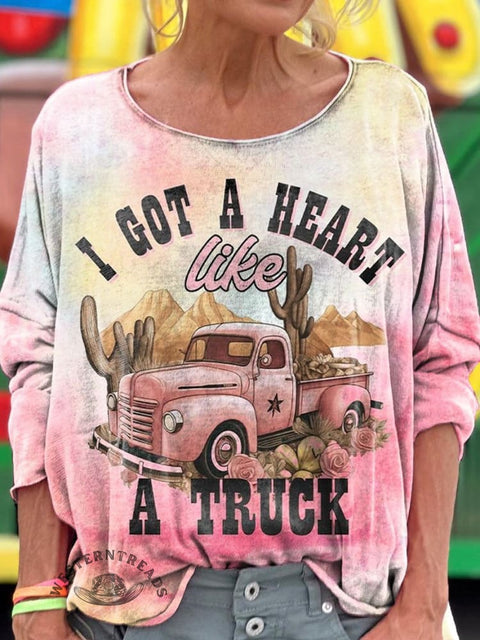 I Got A Heart Like A Truck Print Long Sleeve T-shirt
