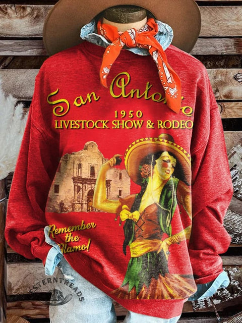 Cowgirl Print Casual Sweatshirt