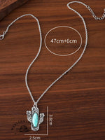 Vintage Inlaid Turquoise Cactus Pendant Necklace