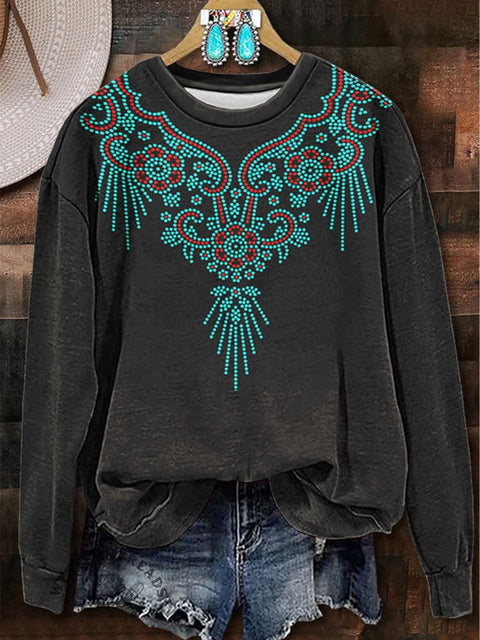 Contrast Flower Print Casual Sweatshirt