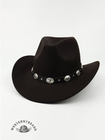 Metal Buckle Belt Decorated Western Cowboy Retro Wool Hat
