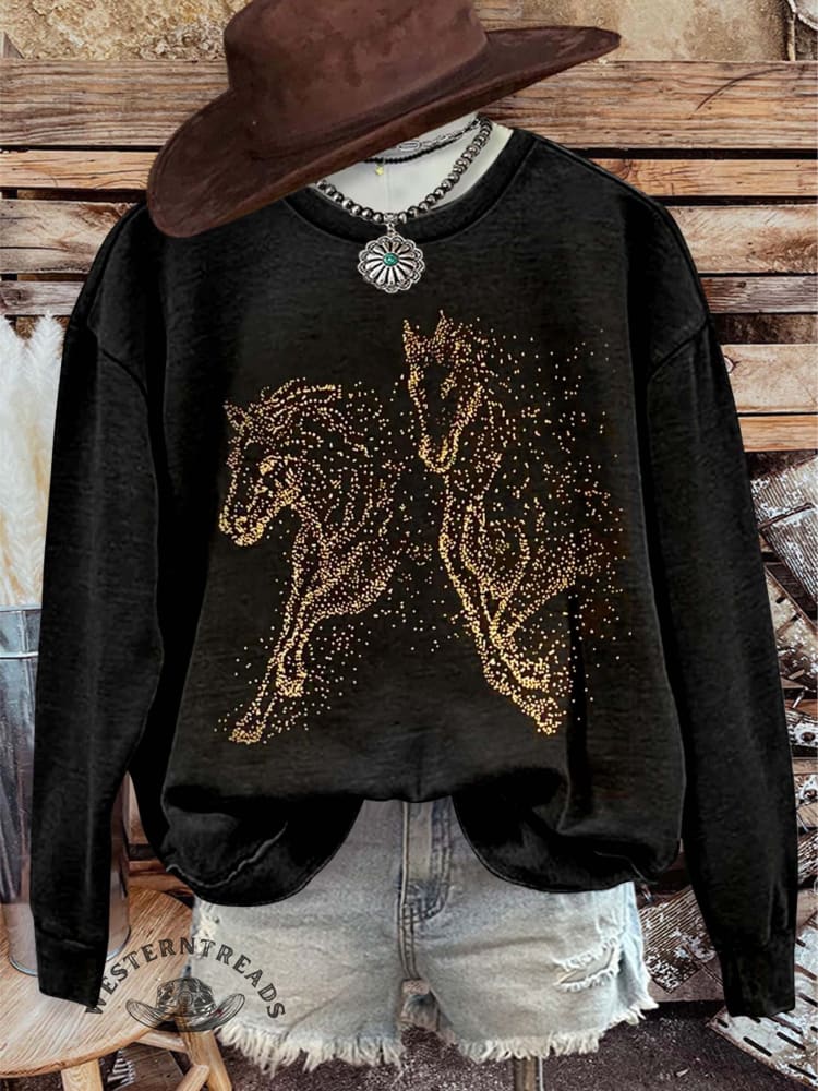 Horse Print Casual Sweatshirt