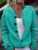 Western Cattle Brands Print Buttoned Cardigan Sweater