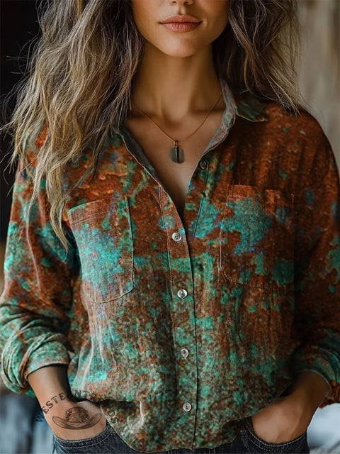 Art Print Casual Long Sleeve Comfortable Cotton Shirt