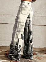 Women's Vintage Print Casual Wide Leg Pants