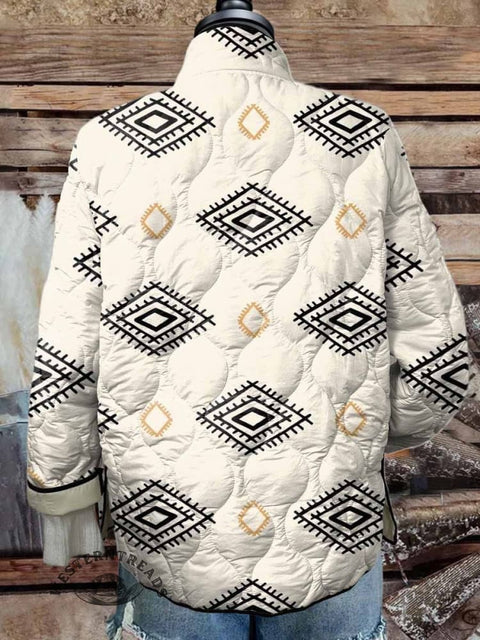 Women's Aztec Print Casual Quilted Cardigan