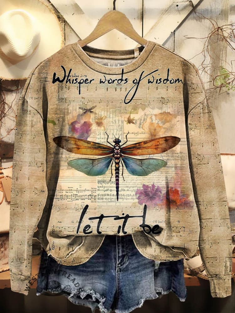 Women's Retro Whisper Words Of Wisdom Print Casual Sweatshirt