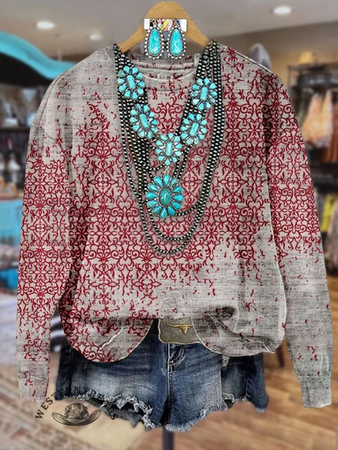 Paisley Print Casual  Sweatshirt