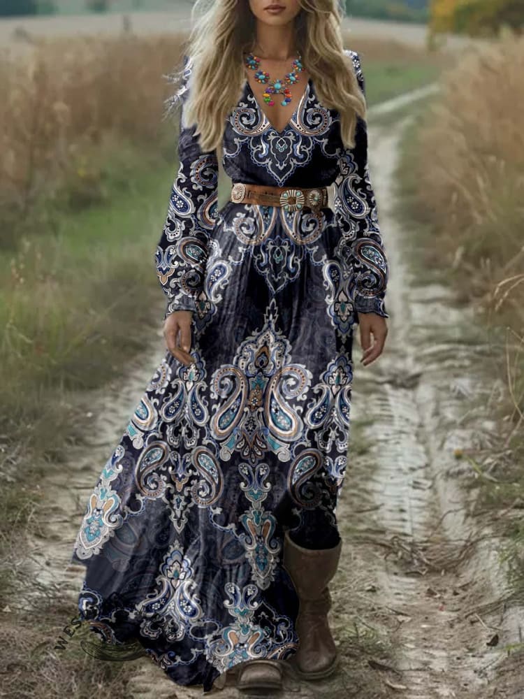 🔥Hot Sale🔥Women's Print Pocket Cotton Dress