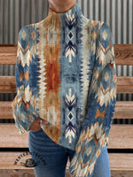 Colorful Aztec Print Crew Neck Sweatshirt