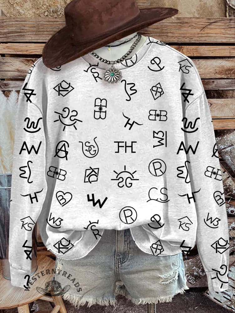 Western Print Casual Sweatshirt