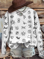 Western Print Casual Sweatshirt