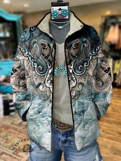 Women's Print Casual Quilted Jacket