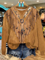 🔥Hot Sale🔥Yellow Ethnic Geometry Art Print Casual Sweatshirt