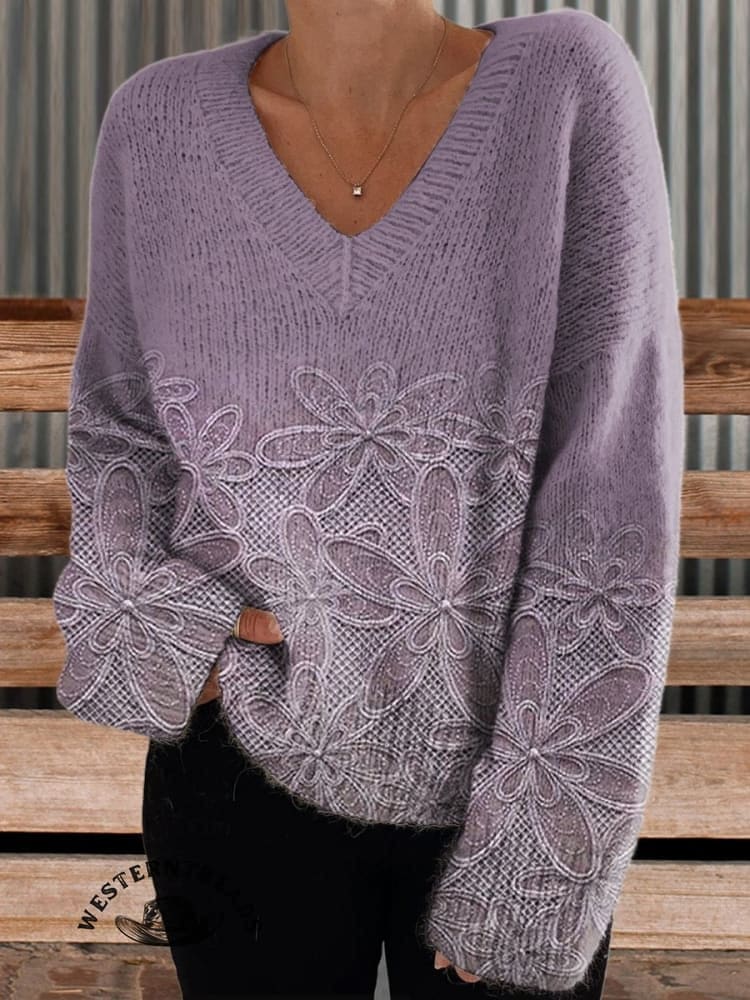 🔥Hot Sale🔥Vintage Floral Art Print CasualSweatshirt