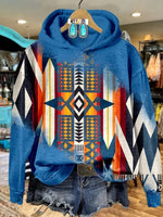 🔥Hot Sale🔥Blue Aztec Print Casual Sweatshirt