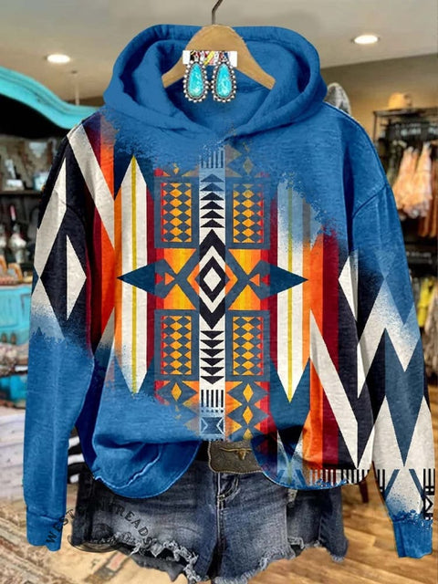 🔥Global best-selling🔥Blue Aztec Print Casual Sweatshirt