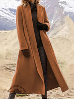 Women's Solid Color Lapel Long Coat