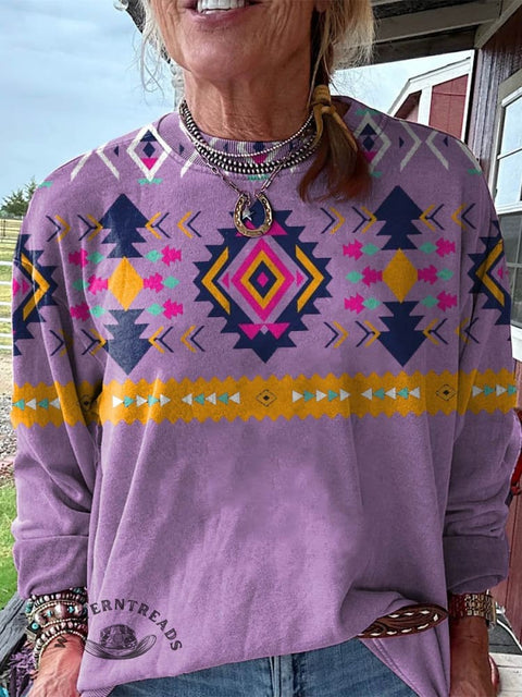 Aztec Print Casual Sweatshirt