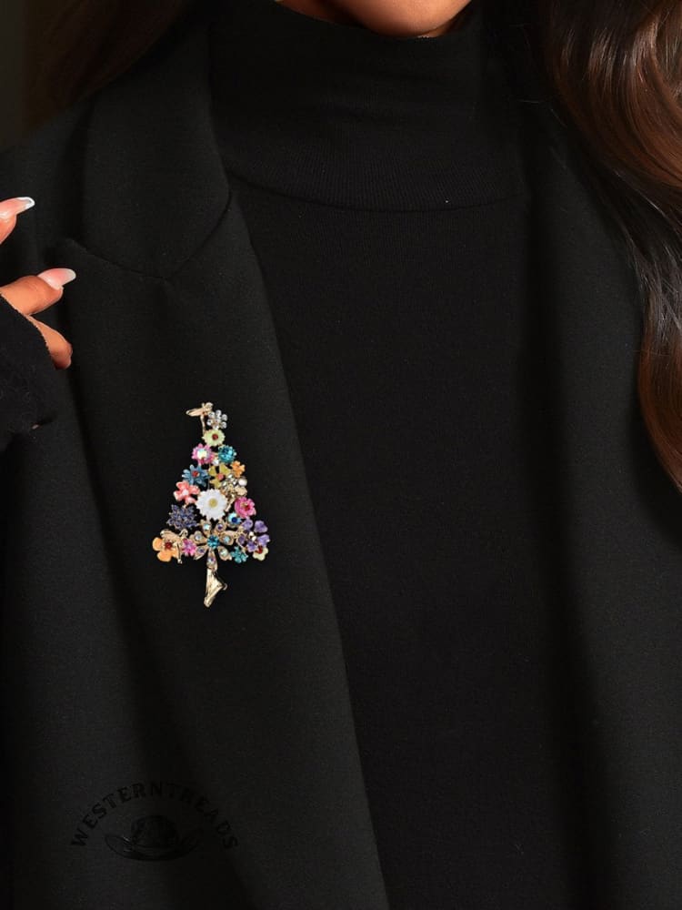 Women's Rhinestone Christmas Tree Brooch