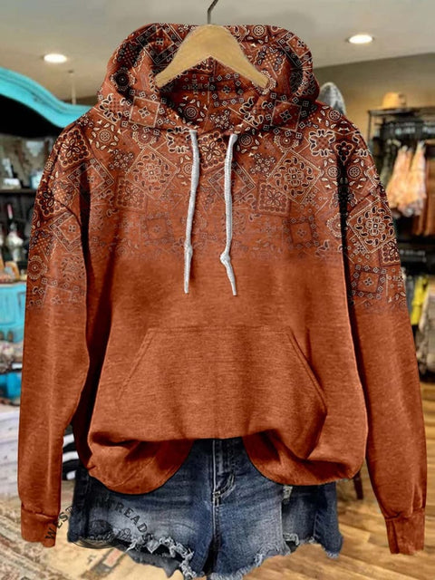 Paisley Casual Hoodie Sweatshirt