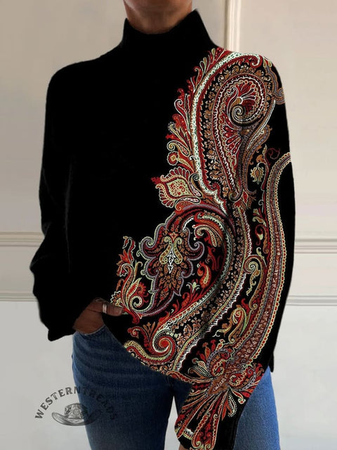 🔥Hot Sale🔥Retro Paisley Pattern Art Print Casual Sweatshirt