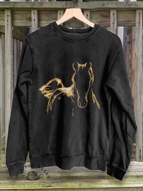 Horse Print Casual Sweatshirt