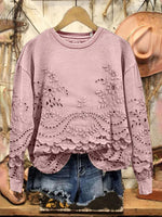 Limited time offer ✨Vintage Lovely Lace Floral Pattern Art Print Casual Sweatshirt