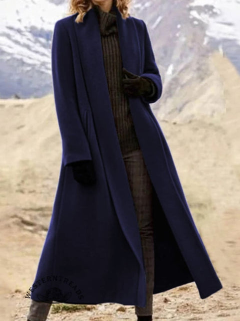 Women's Solid Color Lapel Long Coat