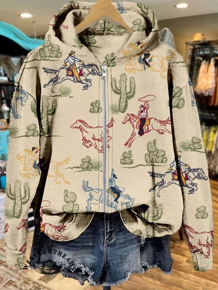 🔥Hot Sale🔥Vintage Western Cactus Rodeo Sweatshirt