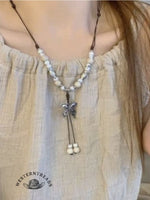 Colorful Beaded Butterfly Braided Rope Ethnic Necklace