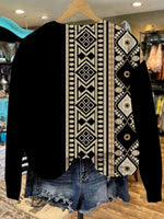 Black Vintage Aztec Casual Sweatshirt
