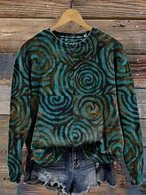 Retro Art Print Casual  Sweatshirt