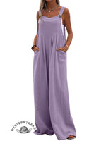 Women Casual Solid Color Pocket Jumpsuit